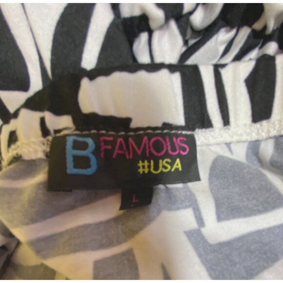 Black White Large Sexy Geometric Print Strapless Dress Bodycon Ruched Stretch - Picture 4 of 5